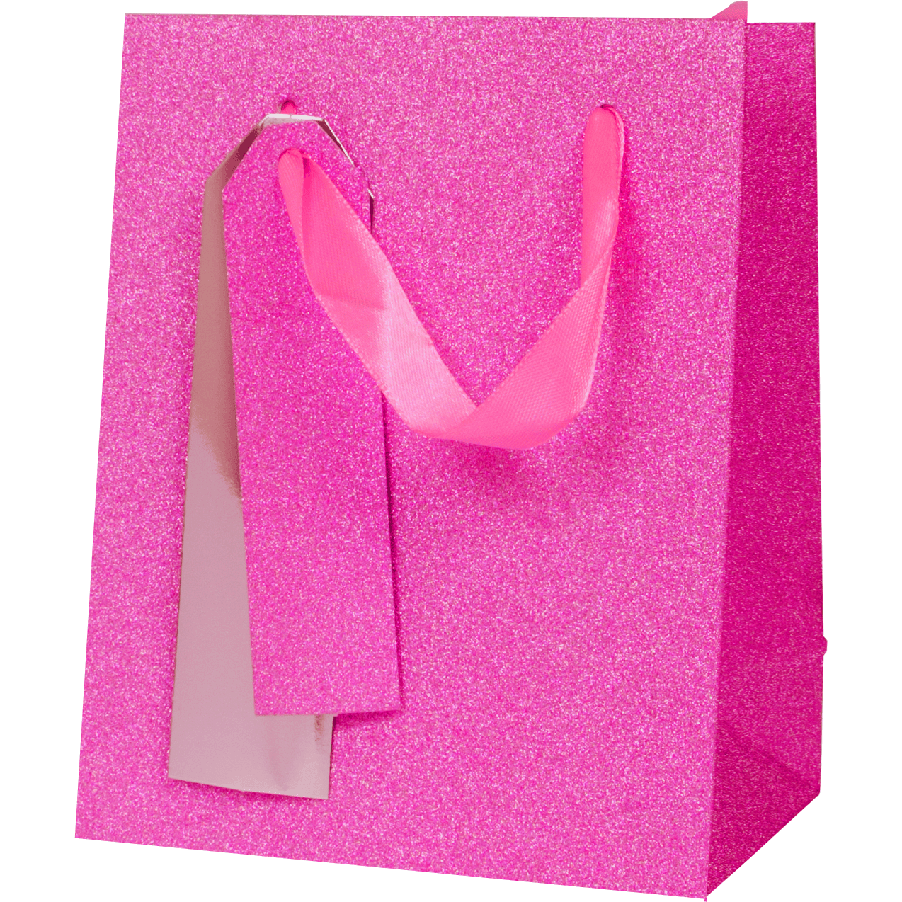 Medium hot pink gift bags by Pictura, featuring colorful handles and a stylish design for gift wrapping.